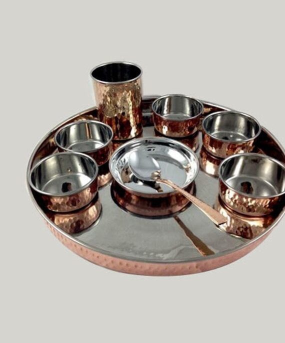 Traditional Copper & Stainless Steel Thali Dinner Set