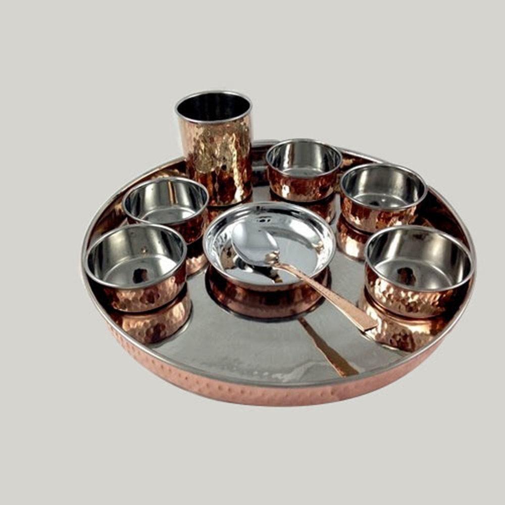Traditional Copper & Stainless Steel Thali Dinner Set