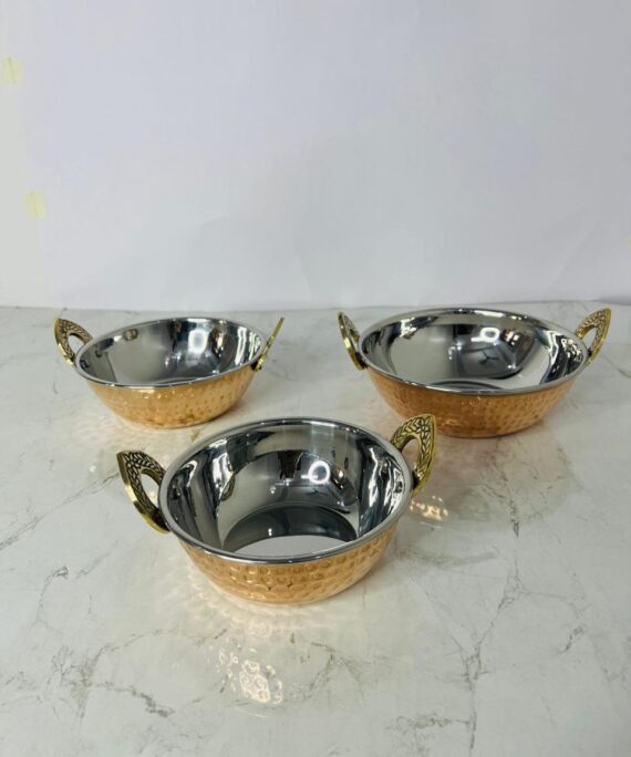 Steel & Copper Kadhayi (Set of 3)