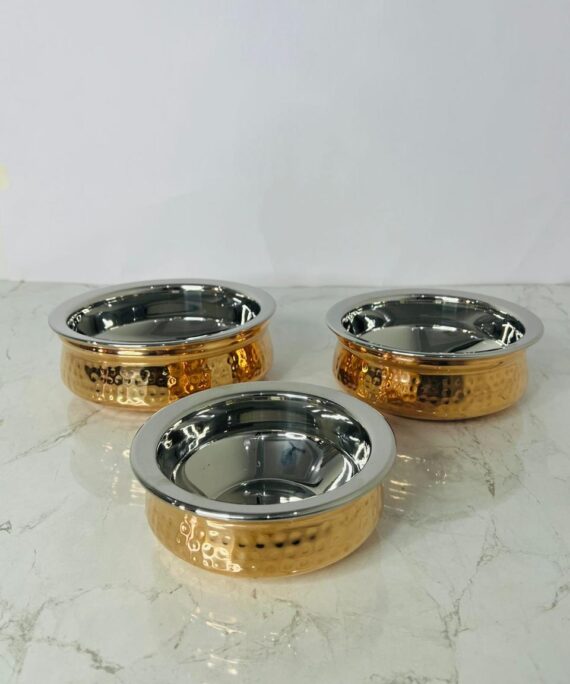 Steel & Copper Handi (Set of 3)