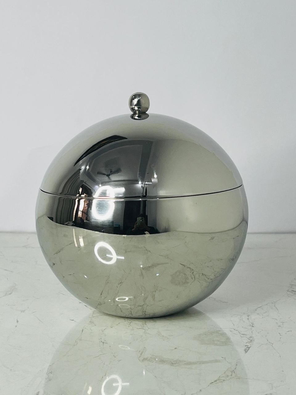 Stainless Steel Sphere Ice Bowl with Lid – Mirror Finish | Multipurpose Container