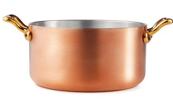 Handcrafted Copper Cooking Pot with Brass Handles – Tin-Lined Interior | Traditional Cookware