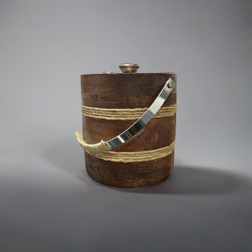 Premium Wooden Ice Bucket with Stainless Steel - Image 5
