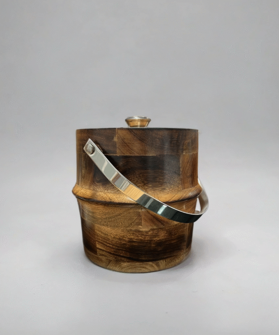Premium Wooden Ice Bucket with Stainless Steel