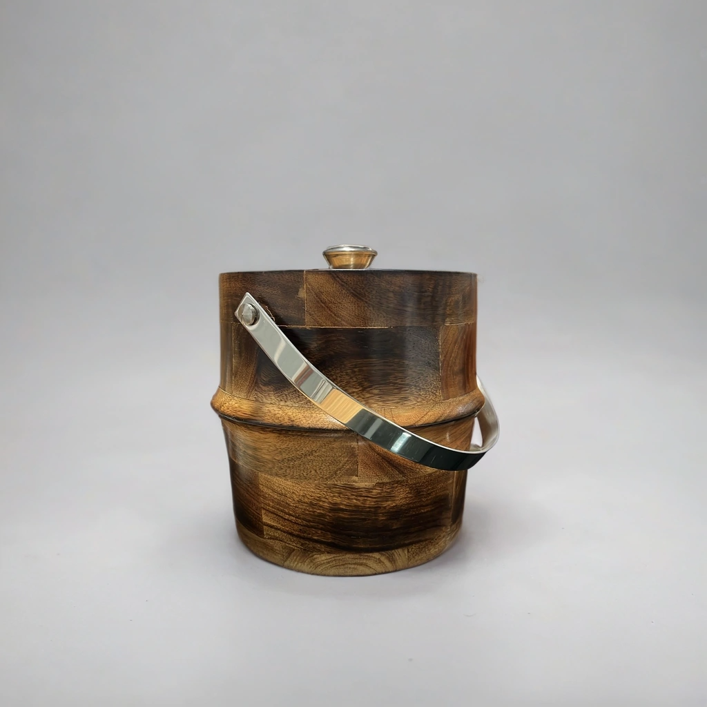 Premium Wooden Ice Bucket with Stainless Steel
