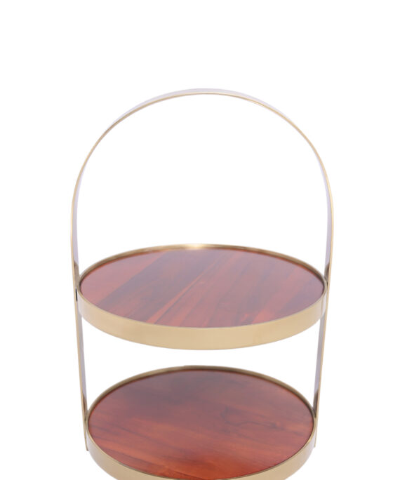 Round Steel 2-Tier Riser with Wooden Plate