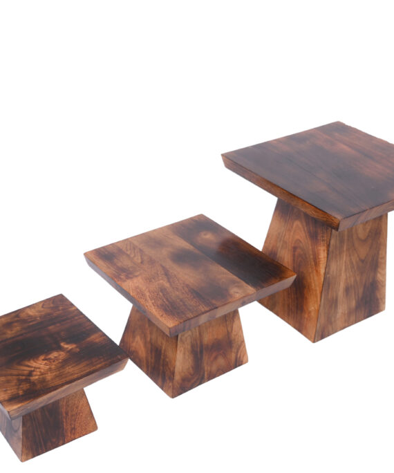 Wooden Riser Set of 3 (Burn Finish)