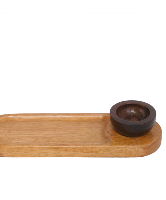 Wooden Serving Plate with Bowl